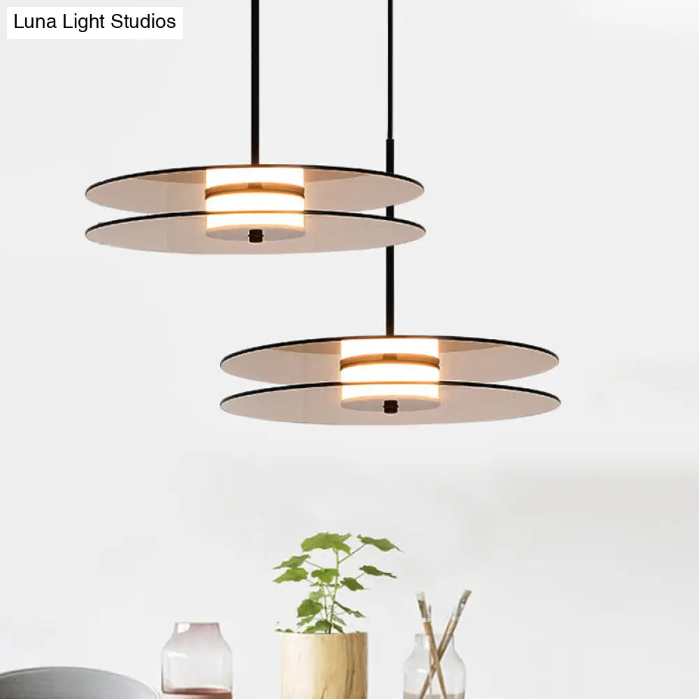 Nordic Tan Glass Disc Pendant Light Fixture - Perfect For Dining Room Ceiling