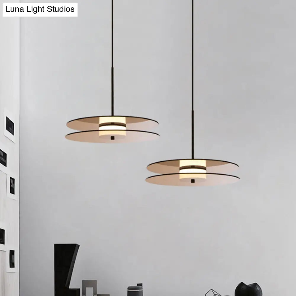 Nordic Tan Glass Disc Pendant Light Fixture - Perfect For Dining Room Ceiling