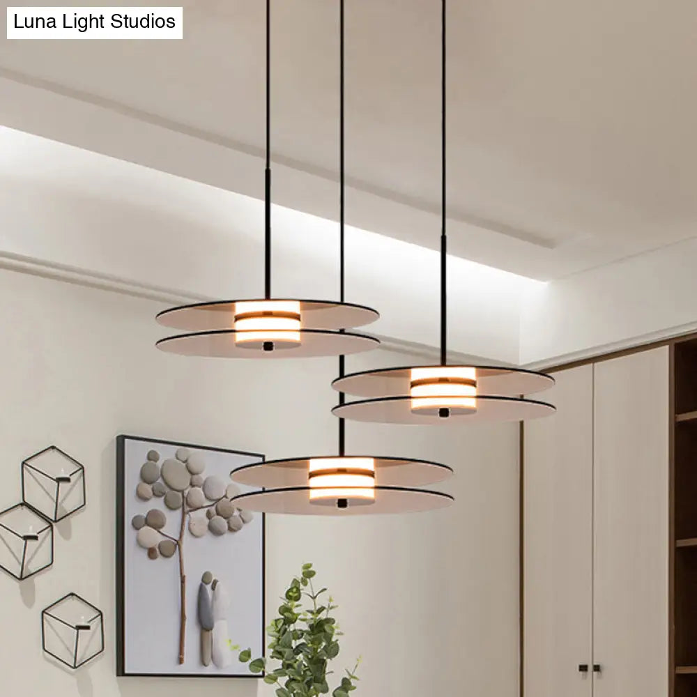 Nordic Tan Glass Disc Pendant Light Fixture - Perfect For Dining Room Ceiling