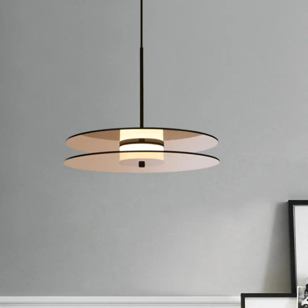 Nordic Glass Disc Pendant Light For Dining Room - Tan 1