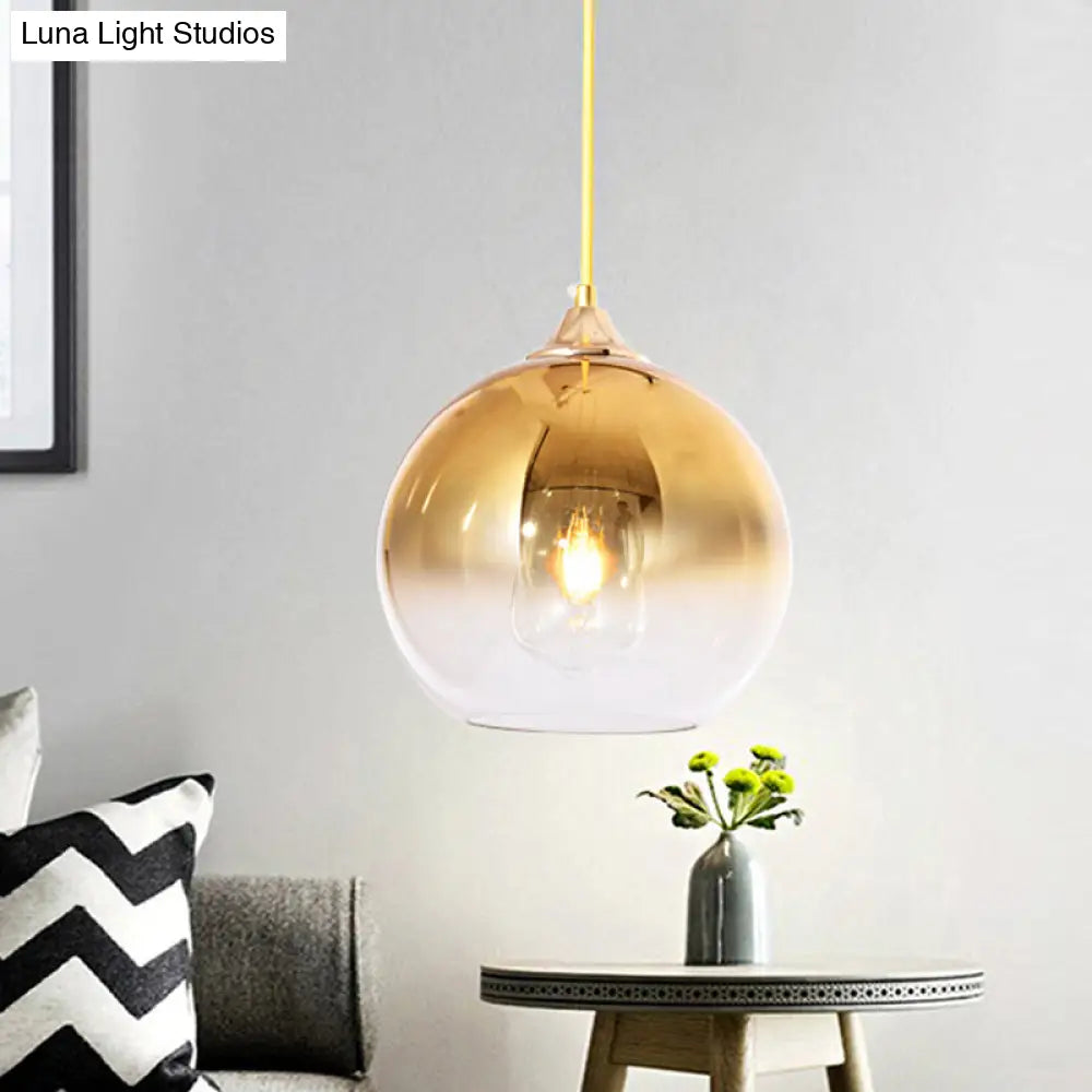 8/10/12 Nordic Glass Globe Pendant Lighting - 1-Light Sliver/Gold/Rose Gold Hanging Light / 8