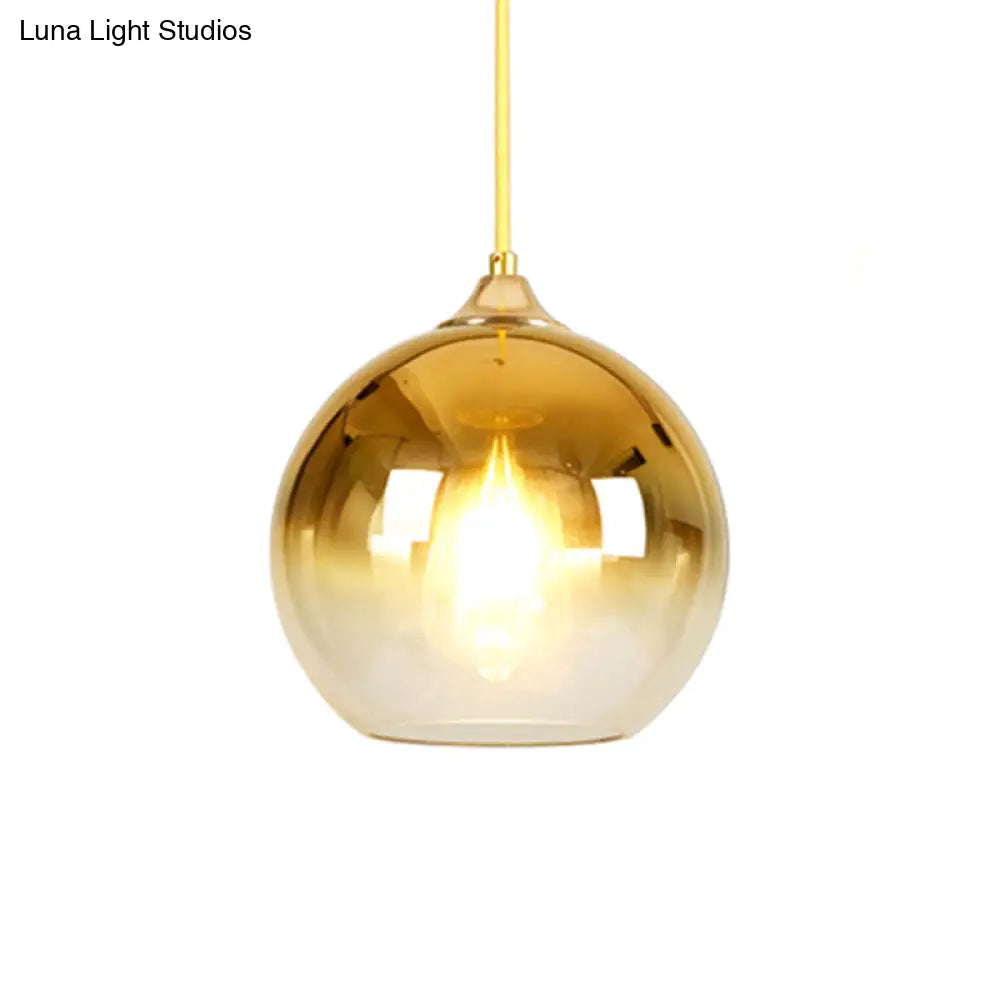 Nordic Glass Globe Pendant Lighting – 1 Light 8’/10’/12’ Width Available In Sliver Gold And Rose