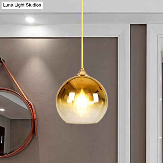 8/10/12 Nordic Glass Globe Pendant Lighting - 1-Light Sliver/Gold/Rose Gold Hanging Light