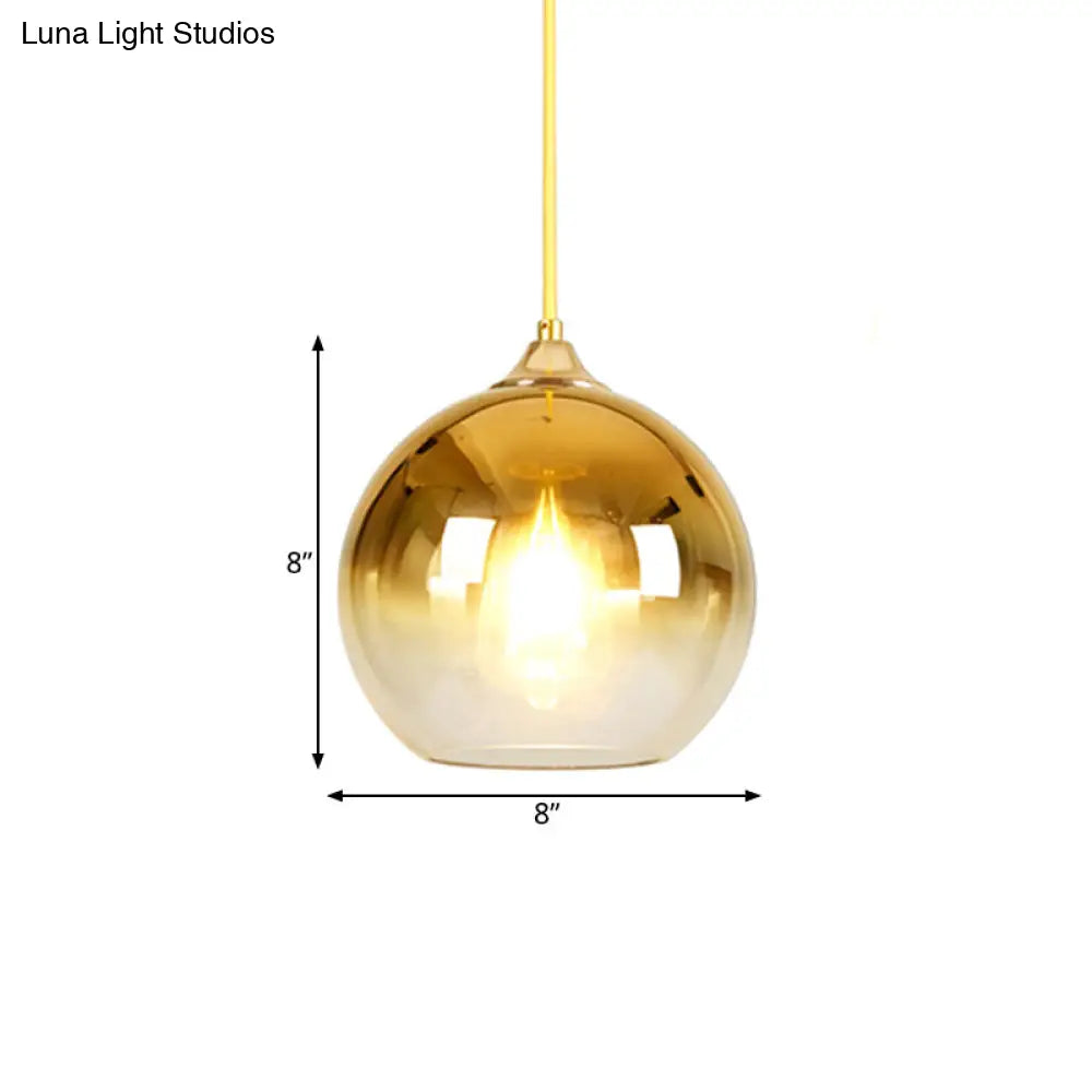 8/10/12 Nordic Glass Globe Pendant Lighting - 1-Light Sliver/Gold/Rose Gold Hanging Light