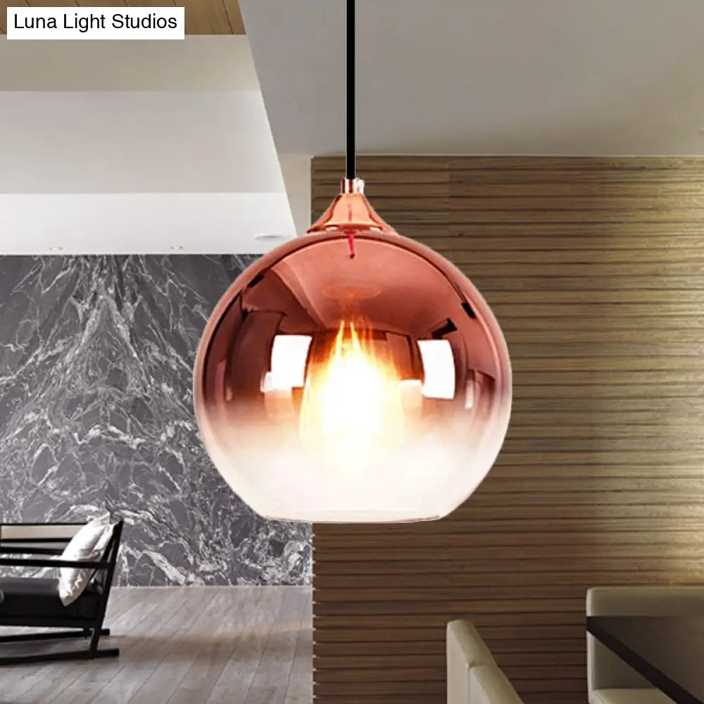 Nordic Glass Globe Pendant Lighting – 1 Light 8’/10’/12’ Width Available In Sliver Gold And Rose