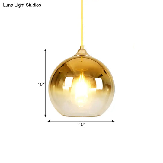 Nordic Glass Globe Pendant Lighting – 1 Light 8’/10’/12’ Width Available In Sliver Gold And Rose