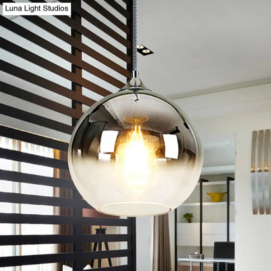 8/10/12 Nordic Glass Globe Pendant Lighting - 1-Light Sliver/Gold/Rose Gold Hanging Light