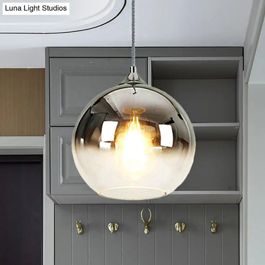 8/10/12 Nordic Glass Globe Pendant Lighting - 1-Light Sliver/Gold/Rose Gold Hanging Light Silver / 8