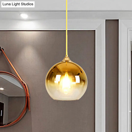 Nordic Glass Globe Pendant Lighting – 1 Light 8’/10’/12’ Width Available In Sliver Gold And Rose