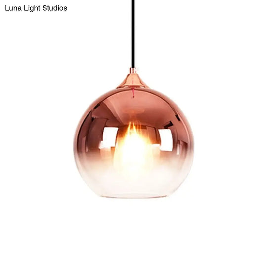 8/10/12 Nordic Glass Globe Pendant Lighting - 1-Light Sliver/Gold/Rose Gold Hanging Light