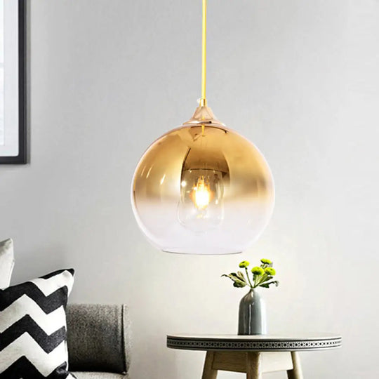 Nordic Glass Globe Pendant Lighting – 1 Light 8’/10’/12’ Width Available In Sliver Gold And