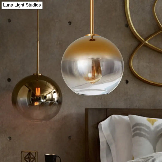 Nordic Glass Globe Pendant Lighting - 1 Light Sliver/Gold Finish 8/10/12W