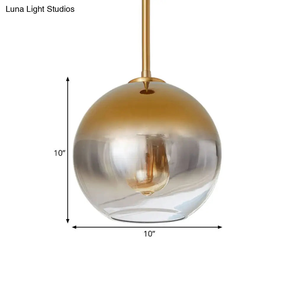 Nordic Glass Globe Pendant Lighting - 1 Light Sliver/Gold Finish 8/10/12W