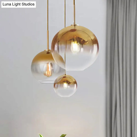 Nordic Glass Globe Pendant Lighting - 1 Light Sliver/Gold Finish 8/10/12W Gold / 8