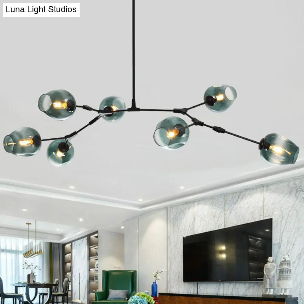 Nordic Dimple Glass Hanging Pendant Chandelier - 7 Heads For Living Room Lighting Black