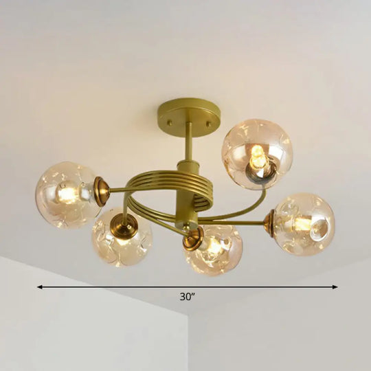 Nordic Glass Swirl Ceiling Mount Fixture - Modern Living Room Semi Flush Lighting 5 / Gold
