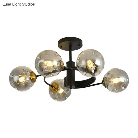 Nordic Glass Swirl Ceiling Mount Fixture - Modern Living Room Semi Flush Lighting