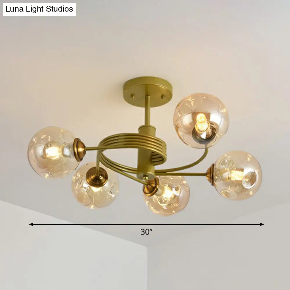 Nordic Glass Swirl Ceiling Mount Fixture - Modern Living Room Semi Flush Lighting 5 / Gold