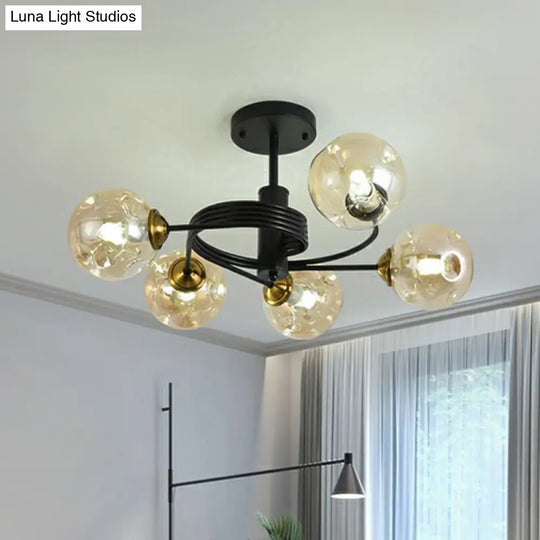 Nordic Glass Swirl Ceiling Mount Fixture - Modern Living Room Semi Flush Lighting