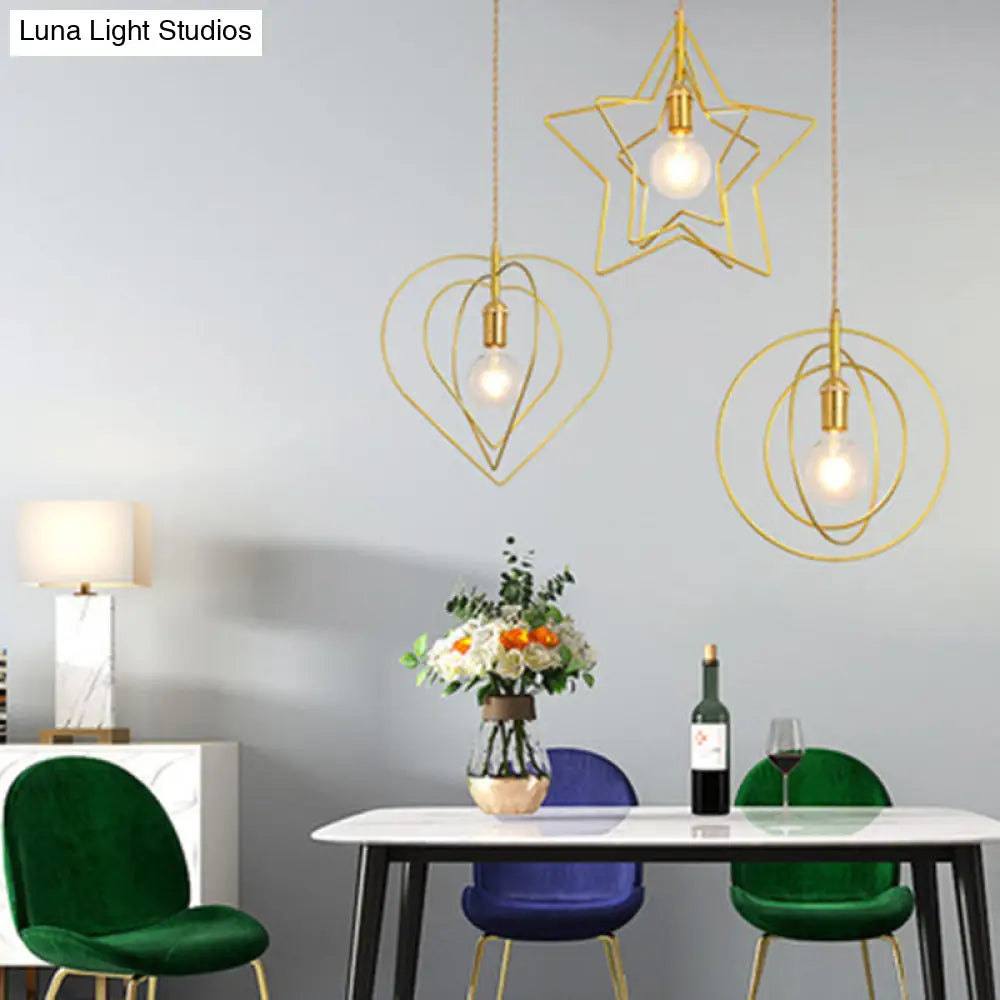 Nordic Gold Pendant Light Fixture - 1-Light Metal Ceiling Lamp