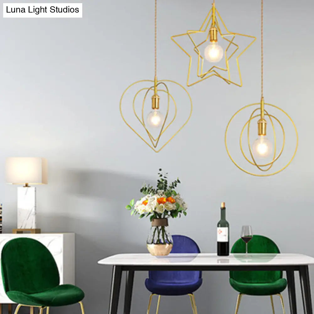 Nordic Gold 1-Light Pendant Ceiling Lamp With Metal Suspension