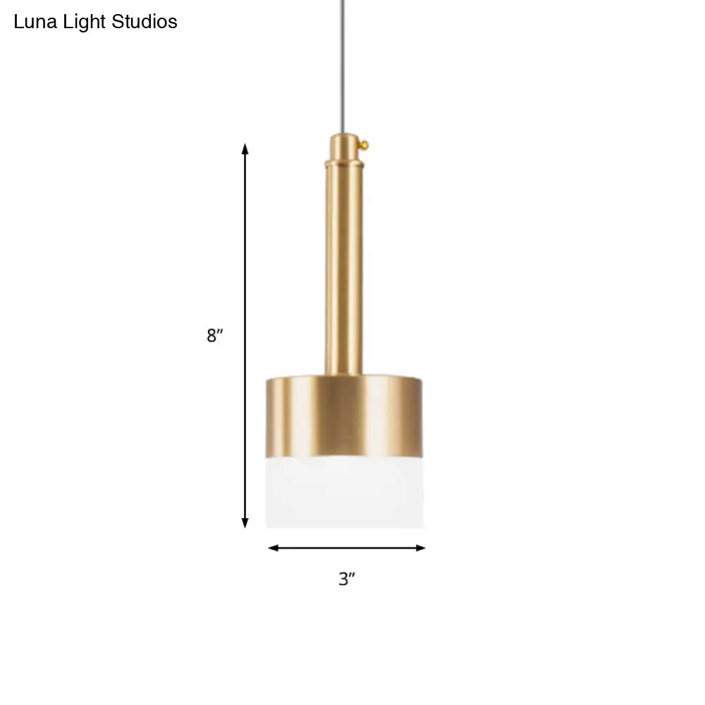 Nordic Gold Drum Ceiling Pendant Light With 1 Metal Head - Perfect For Bedroom