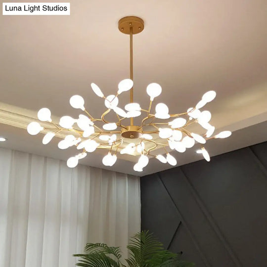 Nordic Gold Led Chandelier: Acrylic Branch Ceiling Lamp For Bedroom