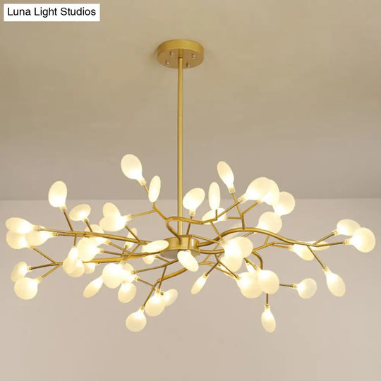 Nordic Gold Led Chandelier: Acrylic Branch Ceiling Lamp For Bedroom