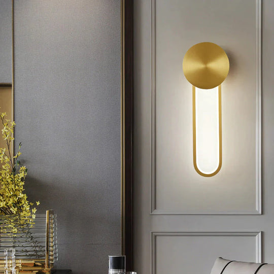 Nordic Gold Pure Copper Bedroom Wall Lamp