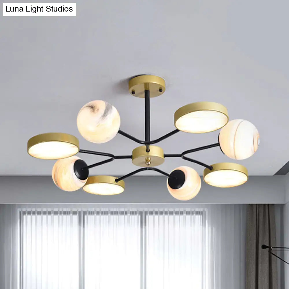 Nordic Gold Sphere Chandelier - Moon Glass Led Pendant Light (4/6/8 Lights) Elegant Ceiling