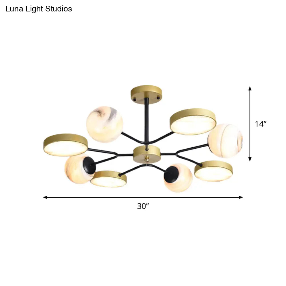 Nordic Gold Sphere Chandelier - Moon Glass Led Pendant Light (4/6/8 Lights) Elegant Ceiling