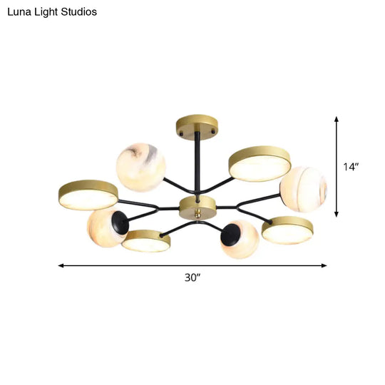 Nordic Gold Sphere Chandelier - Moon Glass Led Pendant Light (4/6/8 Lights) Elegant Ceiling