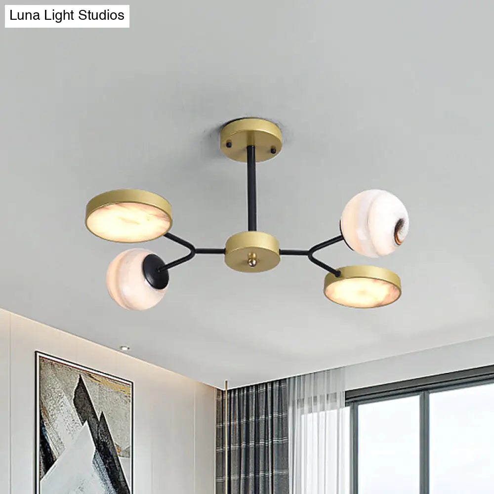 Nordic Gold Sphere Chandelier - Moon Glass Led Pendant Light (4/6/8 Lights) Elegant Ceiling