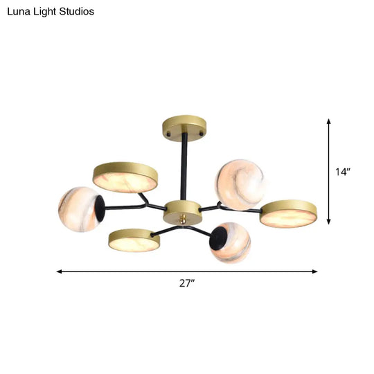 Nordic Gold Sphere Chandelier - Moon Glass Led Pendant Light (4/6/8 Lights) Elegant Ceiling