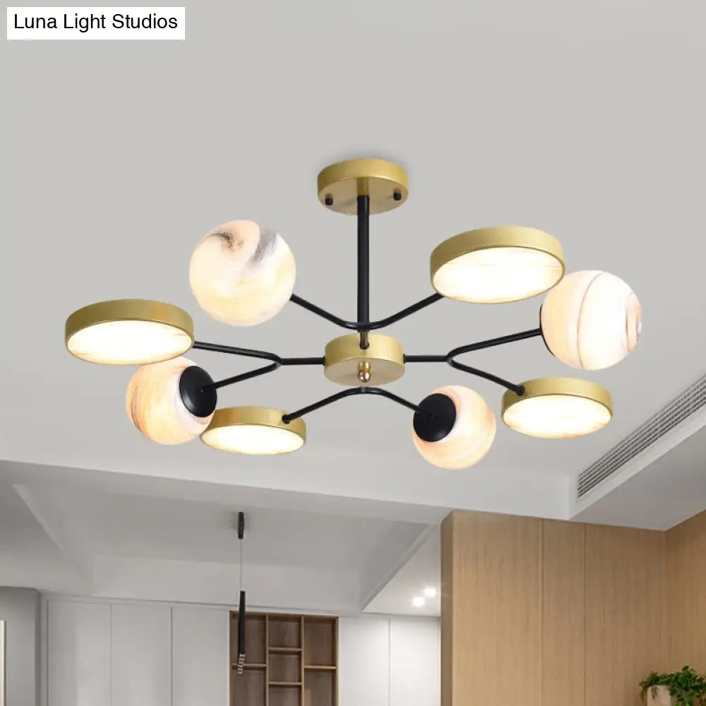 Nordic Gold Sphere Chandelier - Moon Glass Led Pendant Light (4/6/8 Lights) Elegant Ceiling