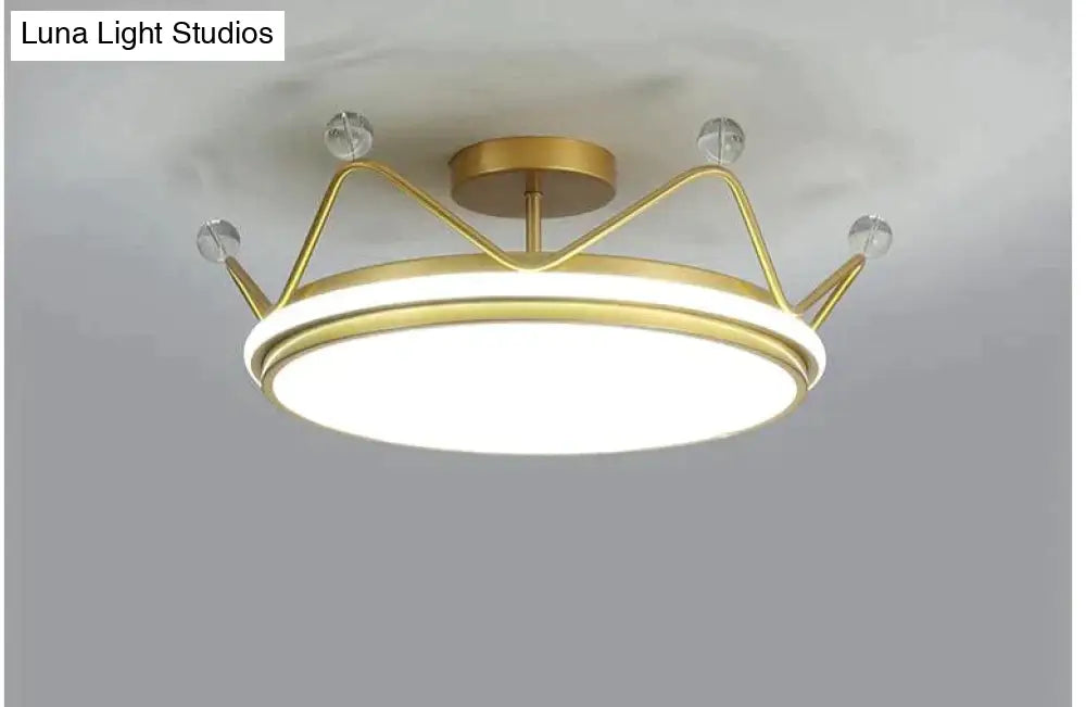 Nordic Golden Crown Bedroom Ceiling Lamp