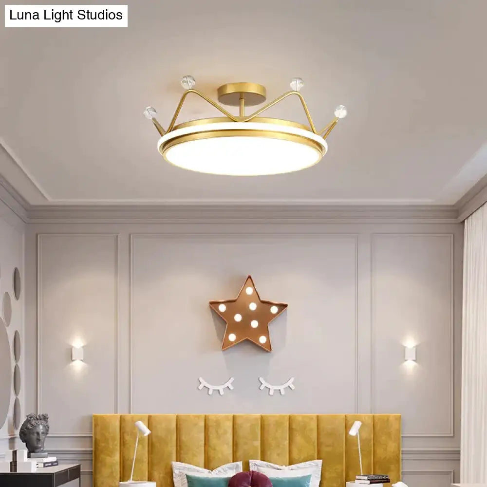 Nordic Golden Crown Bedroom Ceiling Lamp