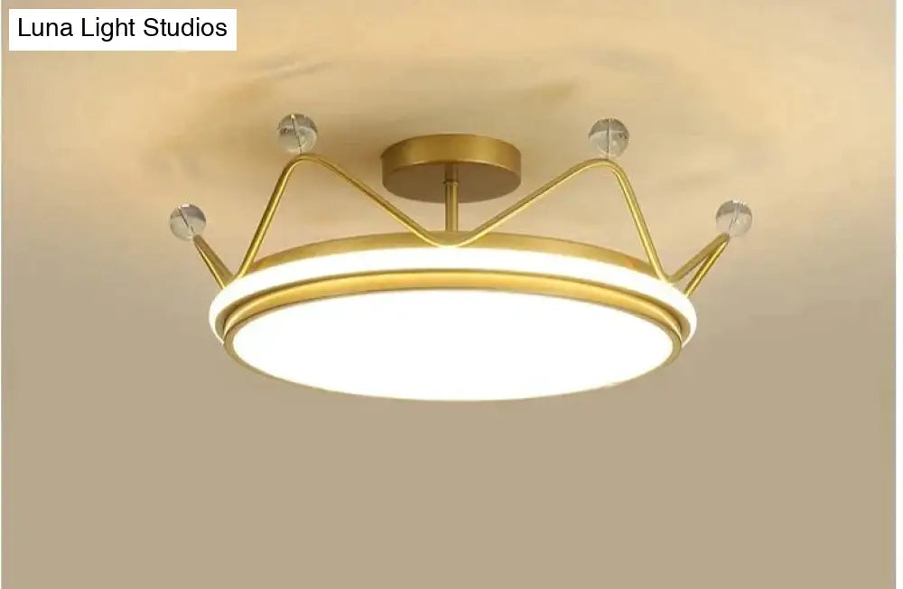 Nordic Golden Crown Bedroom Ceiling Lamp