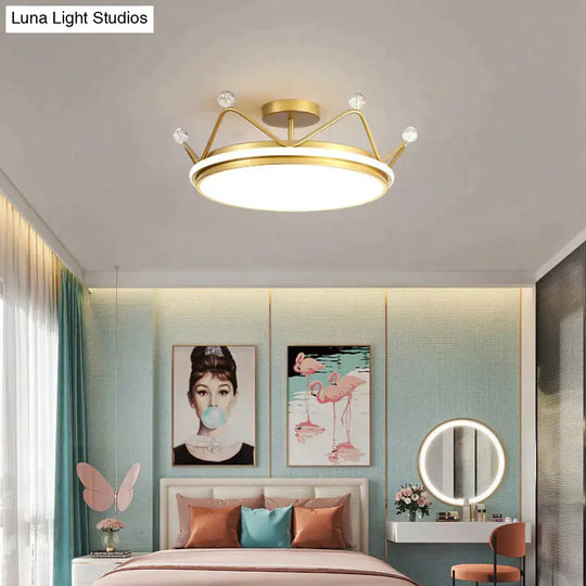 Nordic Golden Crown Bedroom Ceiling Lamp