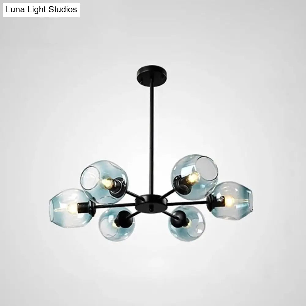 Nordic Gradient Glass Chandelier Pendant Light With Cup Shade For Living Room