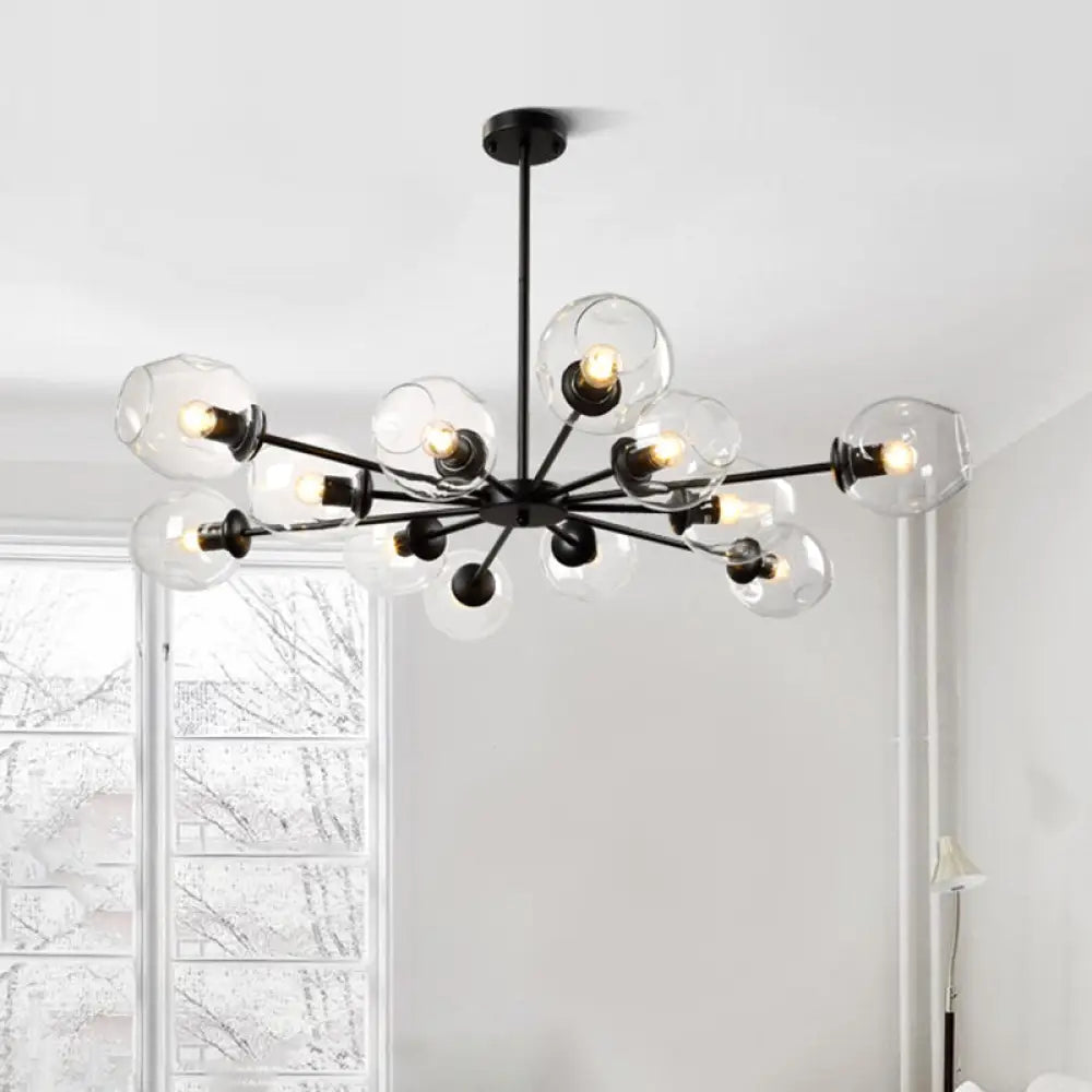 Nordic Gradient Glass Chandelier Pendant Light With Cup Shade For Living Room 12 / Black Clear