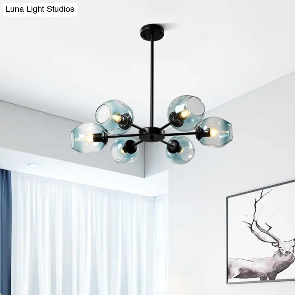 Nordic Gradient Glass Pendant Light With Dimpled Finish - Ideal For Living Room 6 / Black Blue