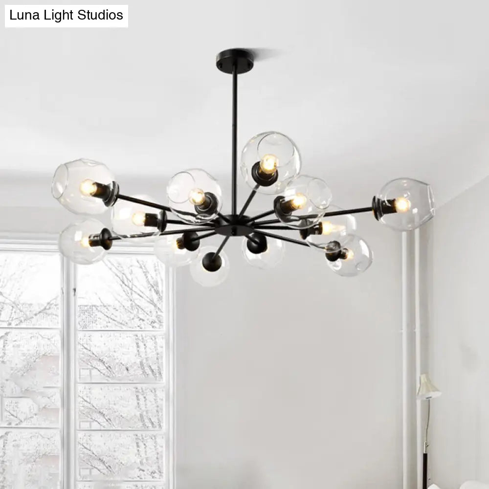 Nordic Gradient Glass Pendant Light With Dimpled Finish - Ideal For Living Room 12 / Black Clear