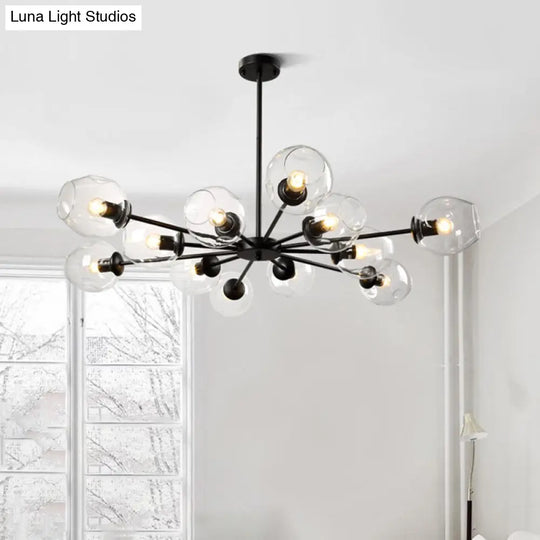 Nordic Gradient Glass Pendant Light With Dimpled Finish - Ideal For Living Room 12 / Black Clear