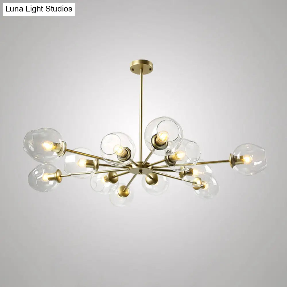 Nordic Gradient Glass Chandelier Pendant Light With Cup Shade For Living Room