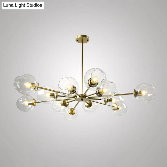 Nordic Gradient Glass Chandelier Pendant Light With Cup Shade For Living Room