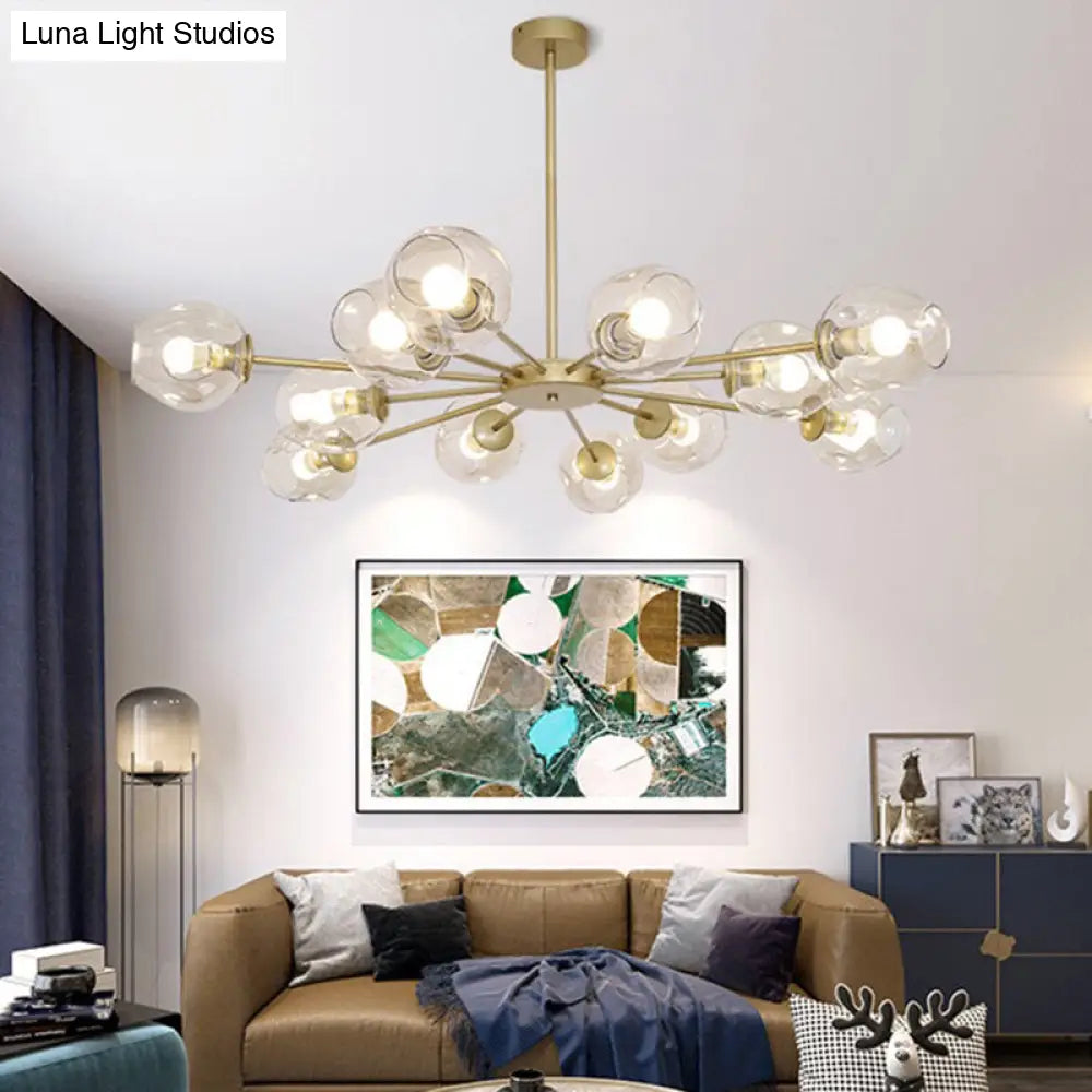 Nordic Gradient Glass Pendant Light With Dimpled Finish - Ideal For Living Room 12 / Gold Clear