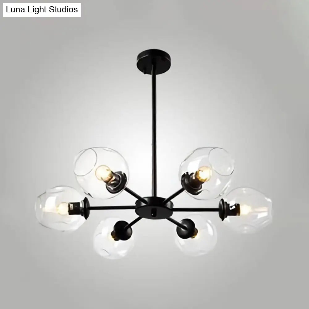 Nordic Gradient Glass Pendant Light With Dimpled Finish - Ideal For Living Room 6 / Black Clear