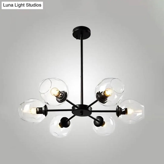 Nordic Gradient Glass Pendant Light With Dimpled Finish - Ideal For Living Room 6 / Black Clear