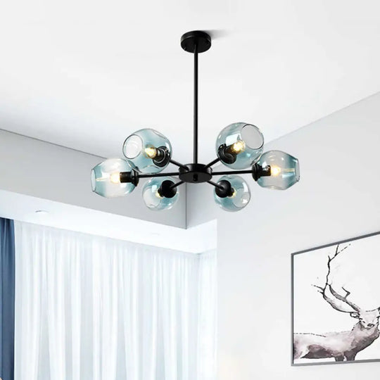 Nordic Gradient Glass Chandelier Pendant Light With Cup Shade For Living Room 6 / Black Blue